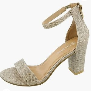 SIZE 9: Sparkly Champagne/gold block heels